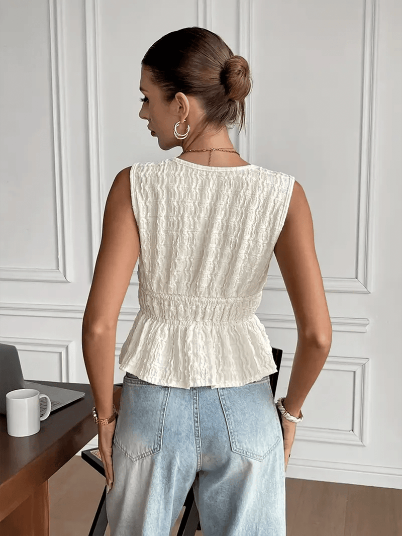 Sleeveless Textured V-Neck Top