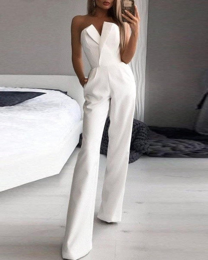 Sleeveless White Jumpsuit For Women