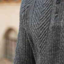 Slim Fit Cable Knit Polo Sweater