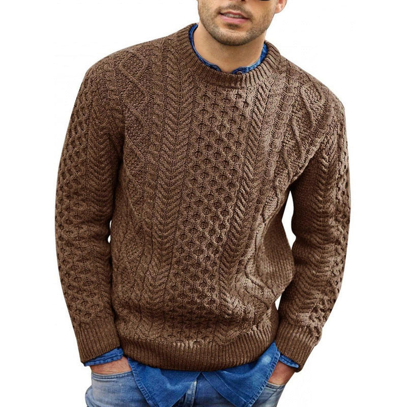 Slim-Fit Cable Knit Wool Blend Jumper