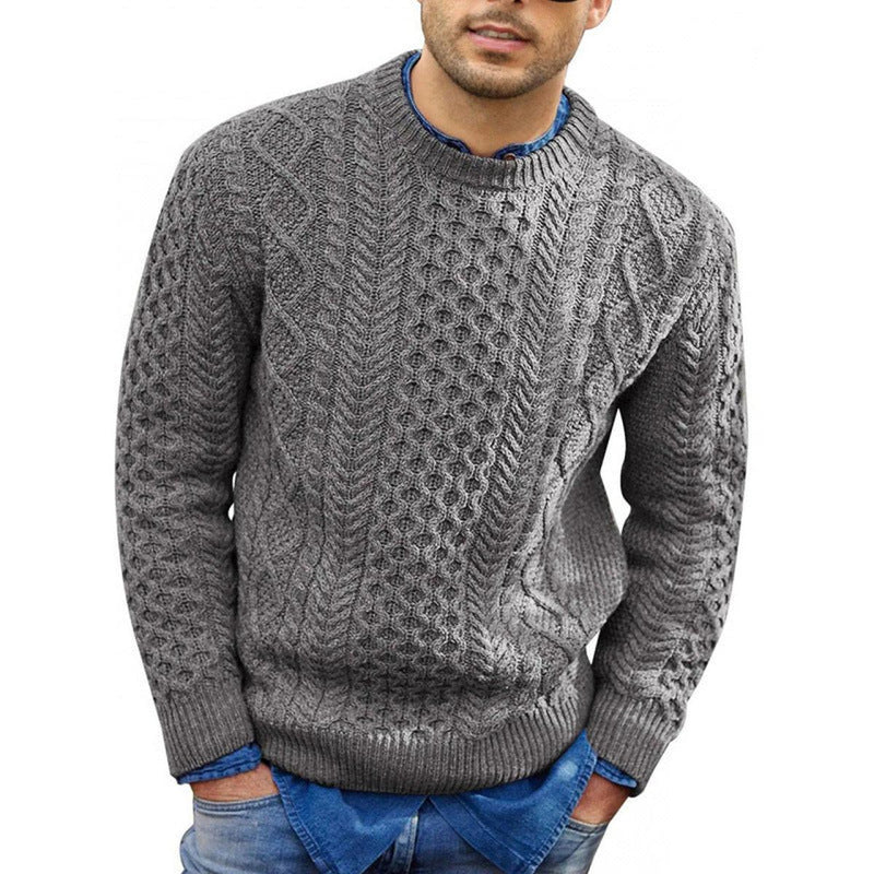Slim-Fit Cable Knit Wool Blend Jumper