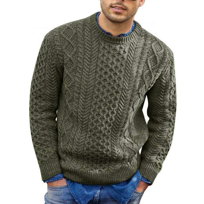 Slim-Fit Cable Knit Wool Blend Jumper