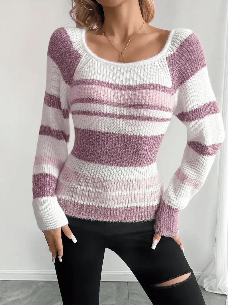 Slim Fit Color Block Striped Sweater