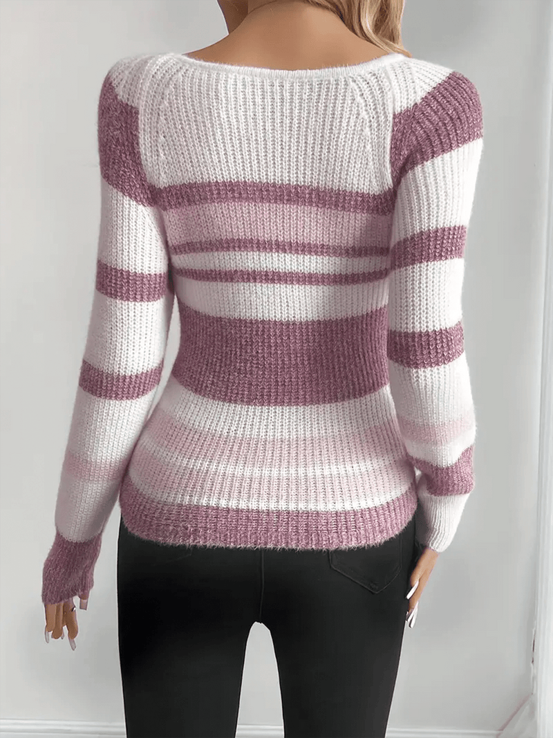 Slim Fit Color Block Striped Sweater