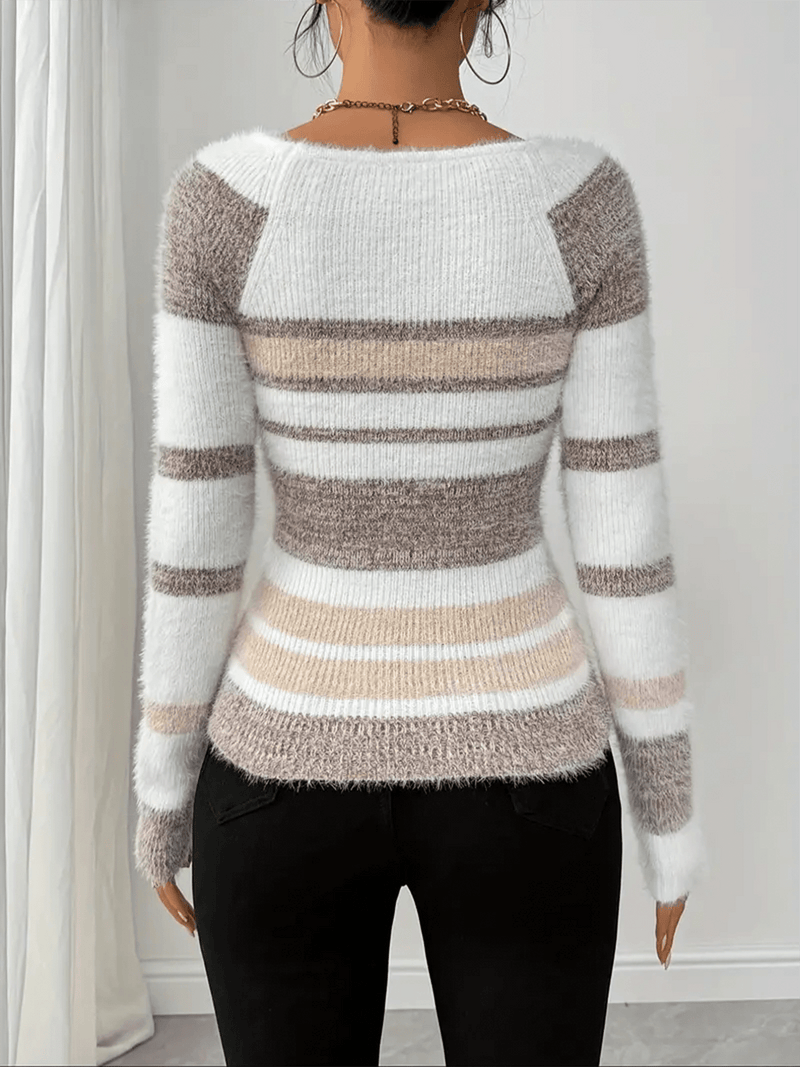 Slim Fit Color Block Striped Sweater