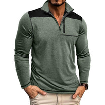 Slim Fit Half-Zip Pullover With Contrast Panels
