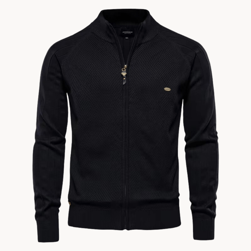 Slim Fit Herringbone Wool Blend Zip Jacket