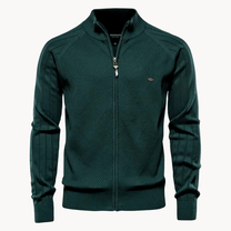 Slim Fit Herringbone Wool Blend Zip Jacket
