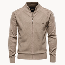 Slim Fit Herringbone Wool Blend Zip Jacket