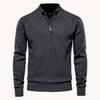 Slim Fit Herringbone Wool Blend Zip Jacket