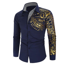 Slim Fit Long-Sleeve Shirt With Golden Accents