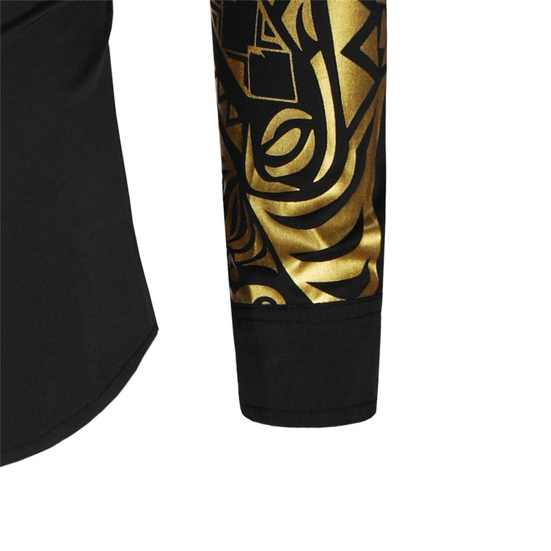Slim Fit Long-Sleeve Shirt With Golden Accents