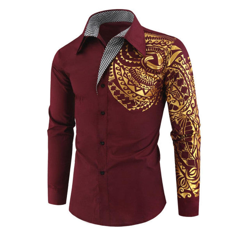 Slim Fit Long-Sleeve Shirt With Golden Accents