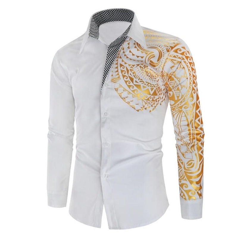 Slim Fit Long-Sleeve Shirt With Golden Accents