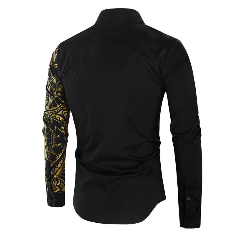 Slim Fit Long-Sleeve Shirt With Golden Accents