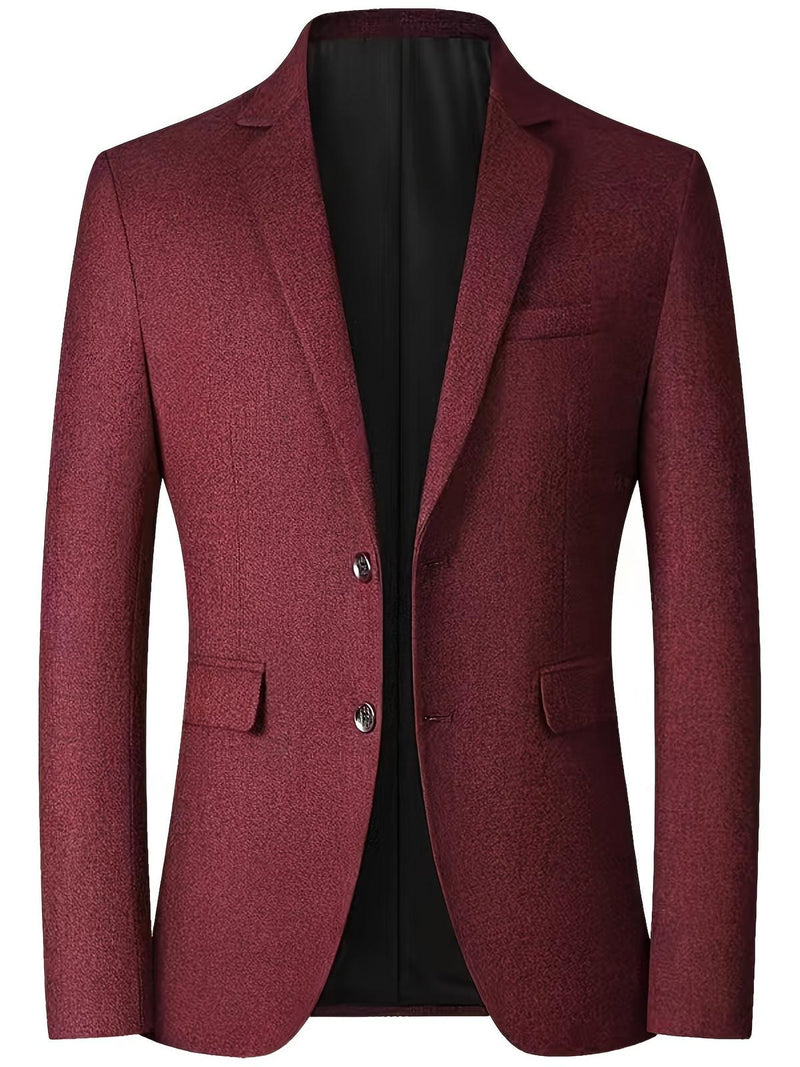 Slim-Fit Men&#39;s Blazer With Two-Button Closure And Lapel Collar