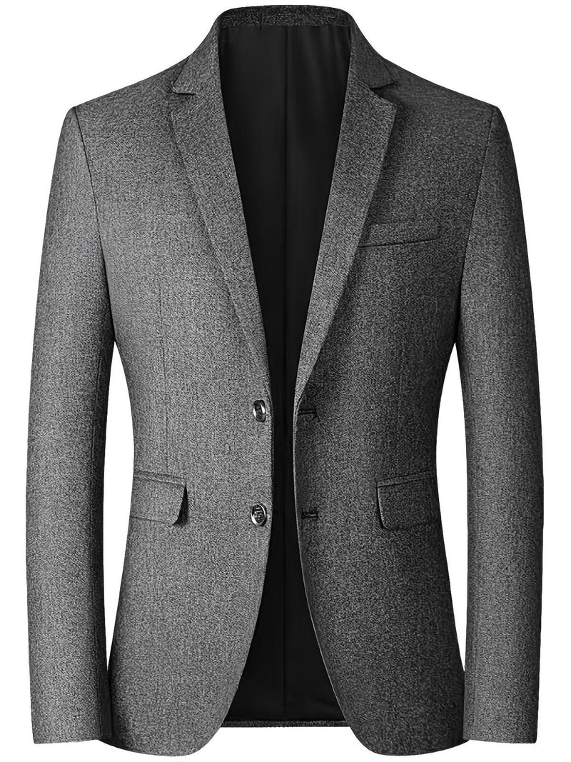 Slim-Fit Men&#39;s Blazer With Two-Button Closure And Lapel Collar