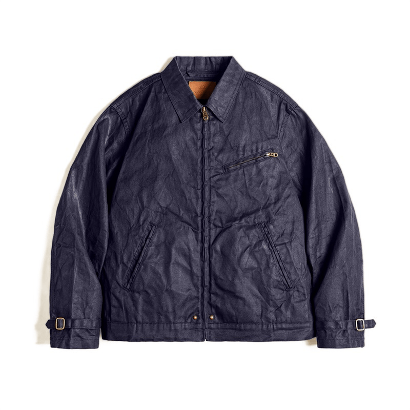 Slim Fit Oil-Waxed Canvas Jacket With Pockets
