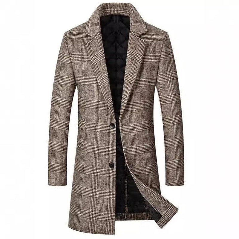 Slim Fit Plaid Wool Blend Overcoat