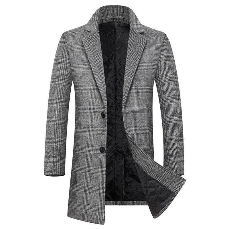 Slim Fit Plaid Wool Blend Overcoat