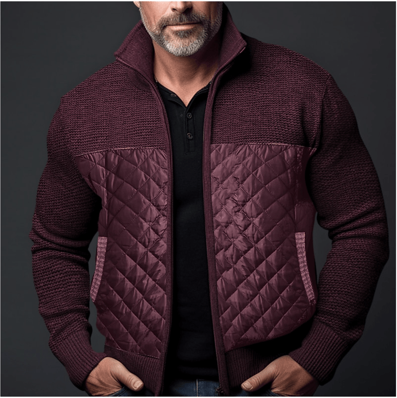 Slim Fit Quilted Jacket With Knitted Sleeves