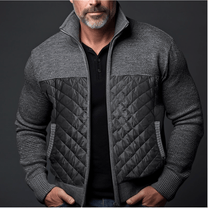 Slim Fit Quilted Jacket With Knitted Sleeves