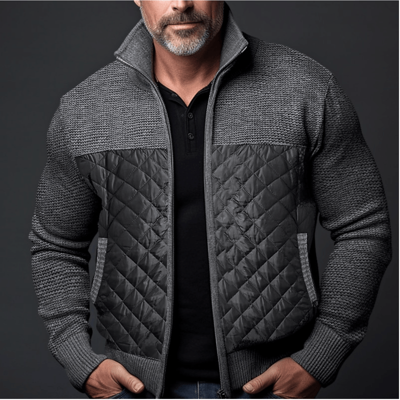 Slim Fit Quilted Jacket With Knitted Sleeves