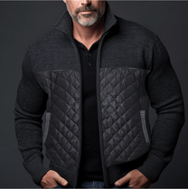 Slim Fit Quilted Jacket With Knitted Sleeves