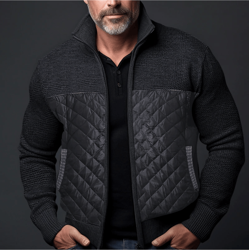 Slim Fit Quilted Jacket With Knitted Sleeves