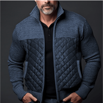 Slim Fit Quilted Jacket With Knitted Sleeves