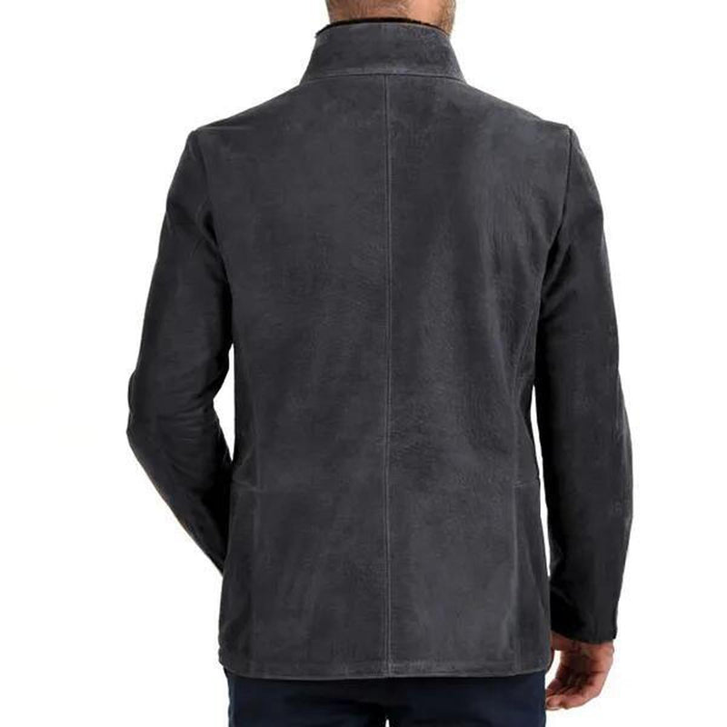 Slim Fit Suede Zipper Jacket for Men