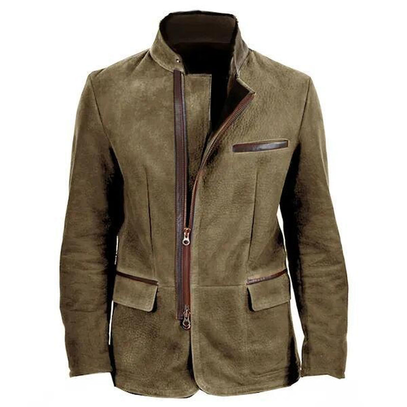 Slim Fit Suede Zipper Jacket for Men