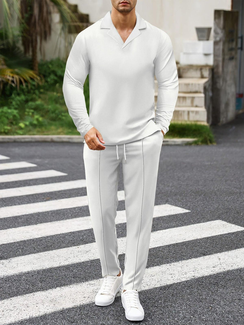 Slim Fit Waffle Knit Men&#39;s Loungewear Set