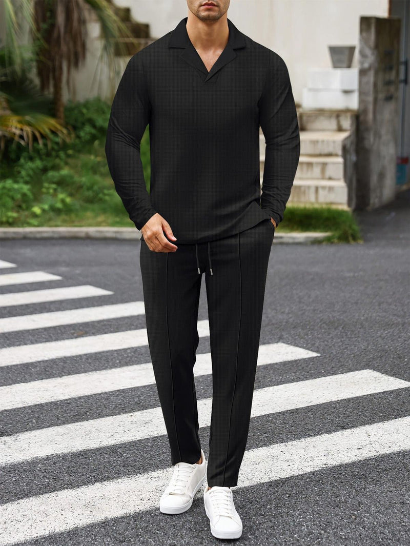 Slim Fit Waffle Knit Men&#39;s Loungewear Set