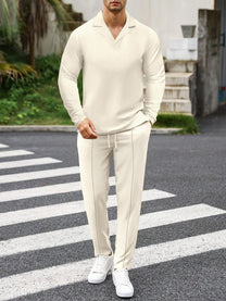 Slim Fit Waffle Knit Men&#39;s Loungewear Set