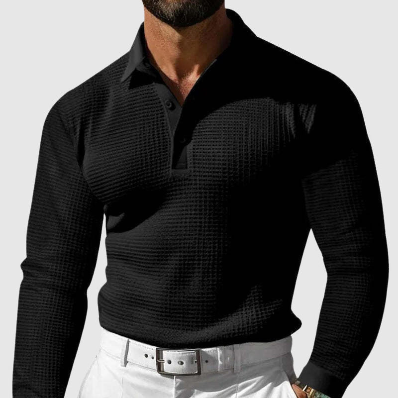 Slim Fit Waffle Knit Polo Shirt