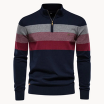 Slim Fit Wool Blend Striped Quarter-Zip Jumper