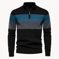 Slim Fit Wool Blend Striped Quarter-Zip Jumper