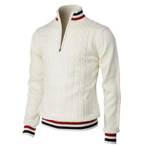Slim-Fit Wool Knit Zip Neck Jumper
