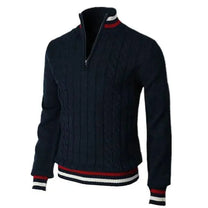 Slim-Fit Wool Knit Zip Neck Jumper