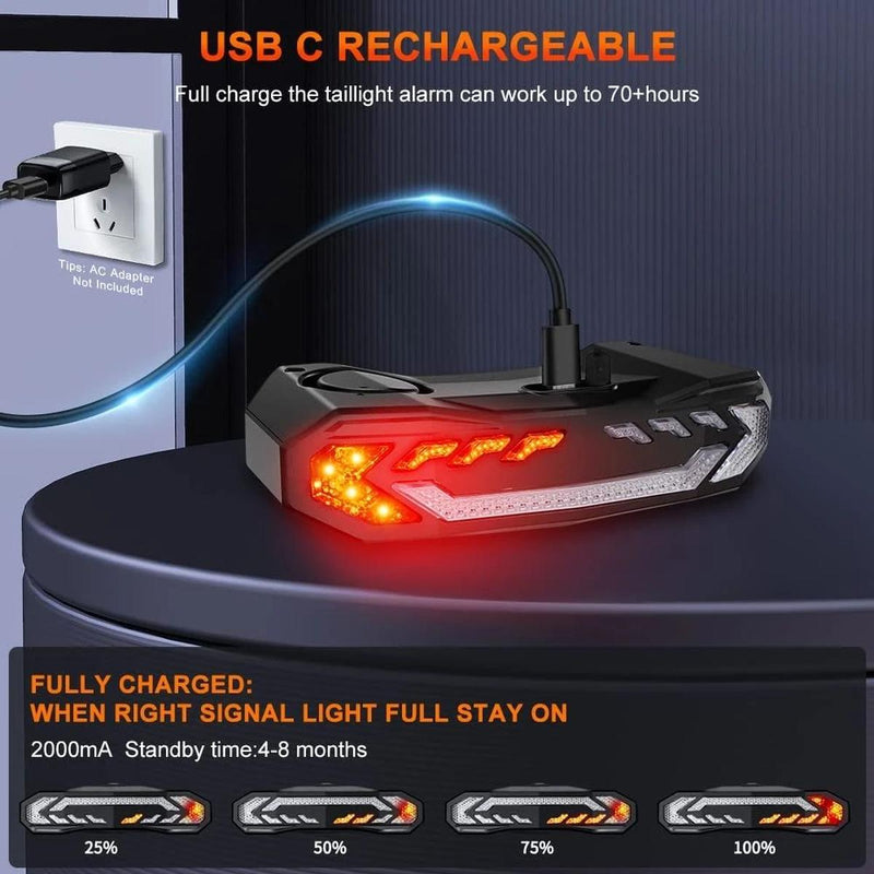 Smart Rear Bike Light Alarm With Theft Protection