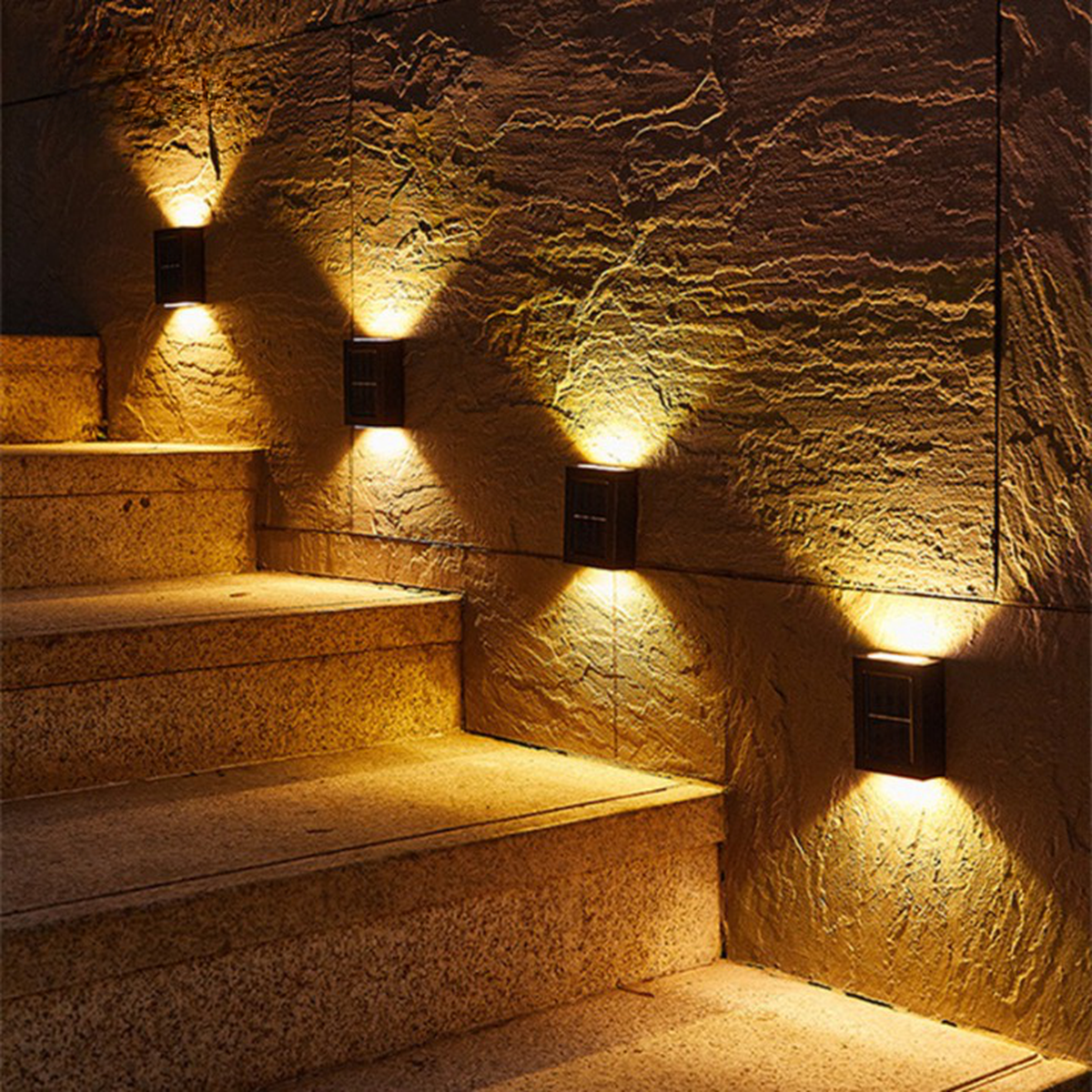 Solar-Powered LED Outdoor Wall Lights, Weatherproof
