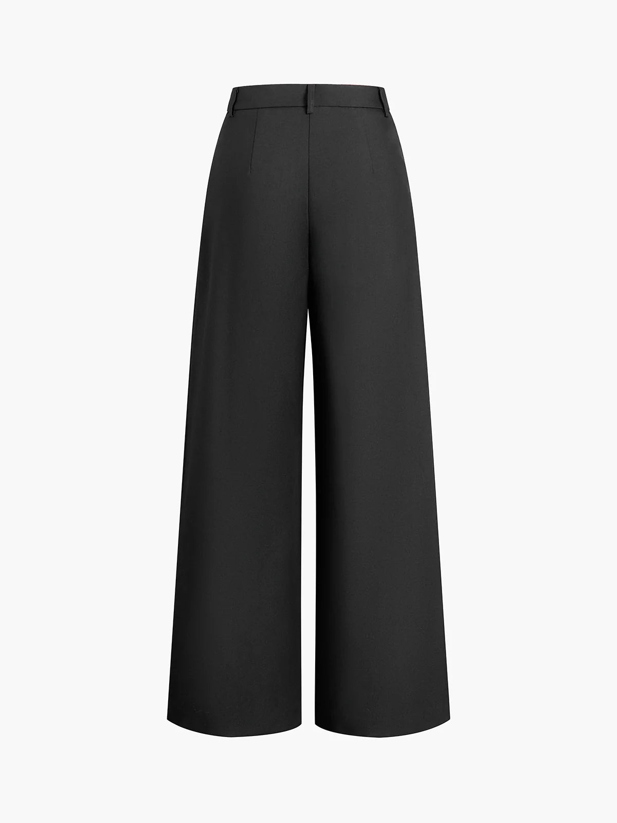 Solid Wide-Leg Trousers