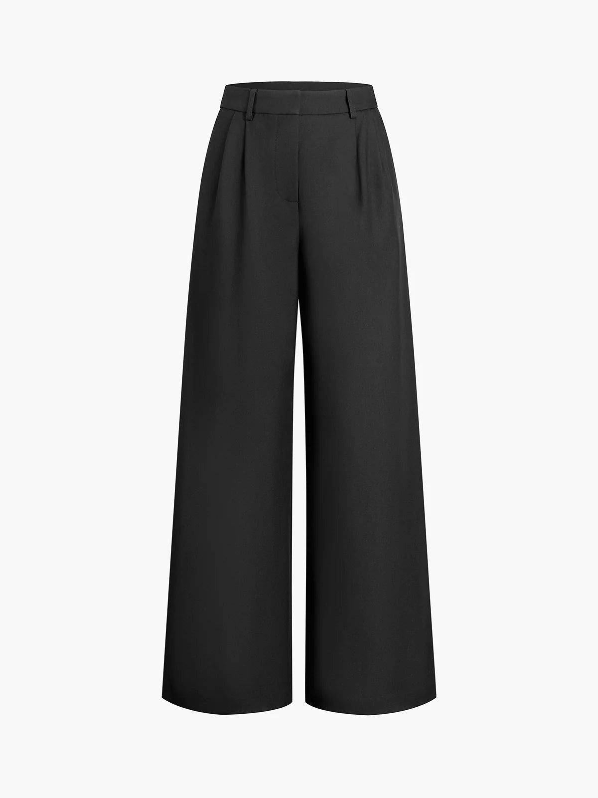 Solid Wide-Leg Trousers