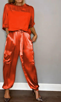 Sophisticated Two-Piece Set With Half Sleeves For Women