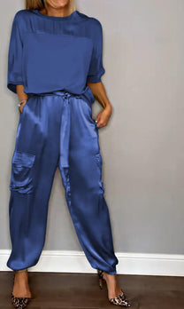 Sophisticated Two-Piece Set With Half Sleeves For Women