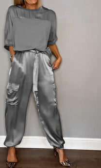 Sophisticated Two-Piece Set With Half Sleeves For Women