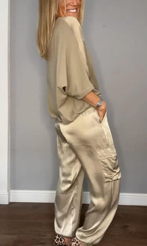Sophisticated Two-Piece Set With Half Sleeves For Women