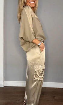 Sophisticated Two-Piece Set With Half Sleeves For Women