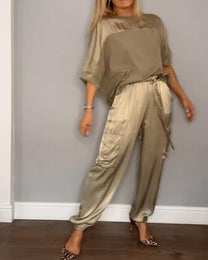 Sophisticated Two-Piece Set With Half Sleeves For Women
